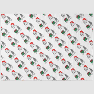Christmas Santa Old English Sheepdog (Grey 1) Cute Tissue Paper
