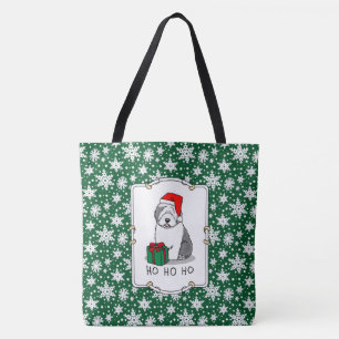 Christmas Santa Old English Sheepdog (Grey 1) Cute Tote Bag