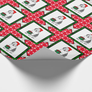 Christmas Santa Old English Sheepdog (Grey 1) Cute Wrapping Paper