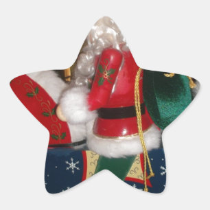 Christmas Santa on a Horse with Snow Art Print Star Sticker