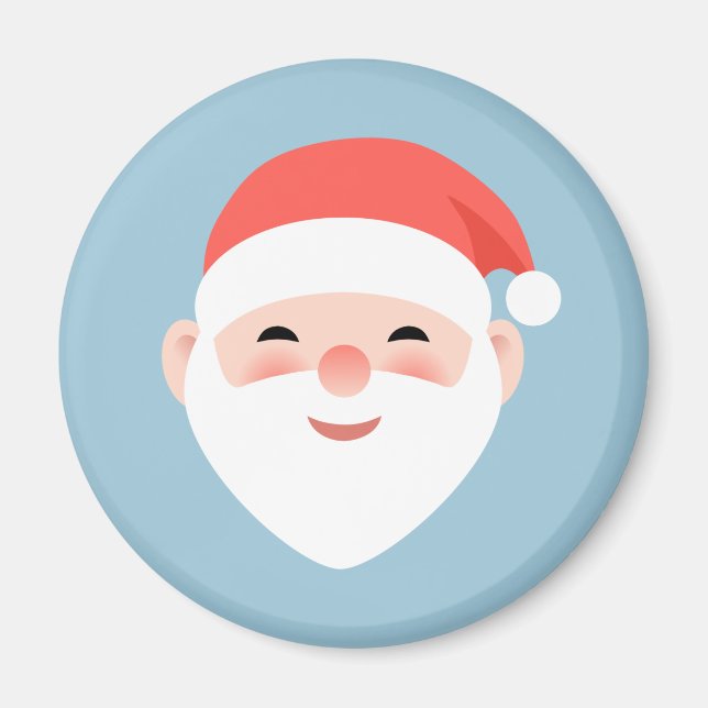 Christmas Santa on Light Blue Magnet (Front)