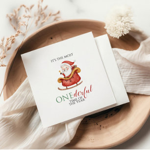 Christmas Santa Onederful First Birthday Napkin