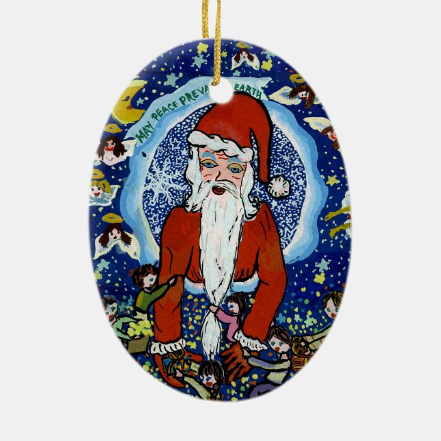 Christmas Santa Ornament - World Peace (Back)