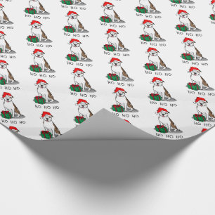 Christmas Santa Pit Bull (lt brindle white 3) Cute Wrapping Paper