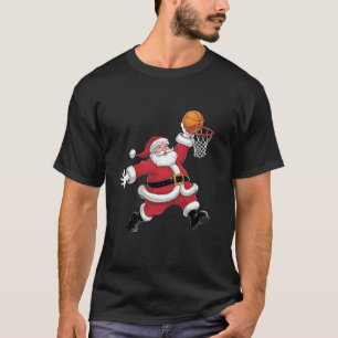 Christmas Santa Playing Basketball Funny Basketbal T-Shirt