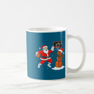 Christmas Santa Playing Basketball Snowman Design Coffee Mug