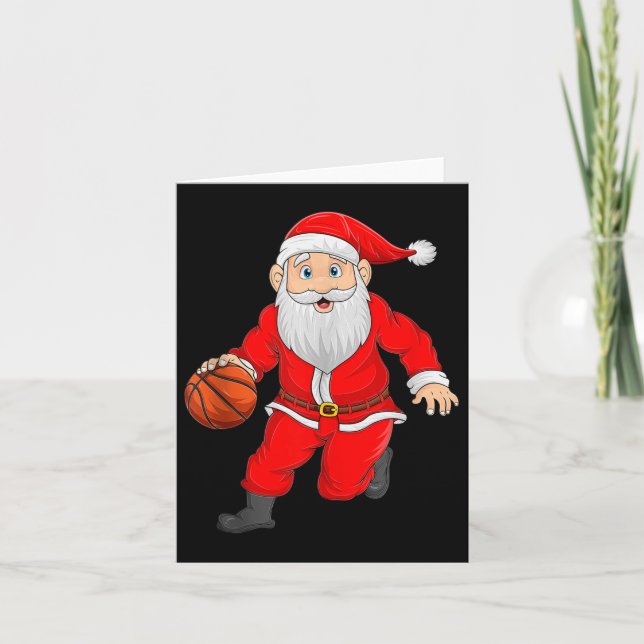 Christmas Santa Playing Basketball Xmas Funny Srts Card (Front)