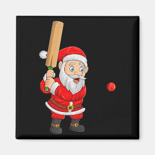 Christmas Santa Playing Cricket Xmas Funny Srts Pl Magnet