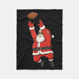 Christmas Santa Playing Football For Boys Teens Me Fleece Blanket