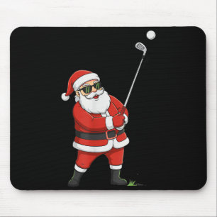 Christmas Santa Playing Golf For Boys Men Golfing Mouse Pad