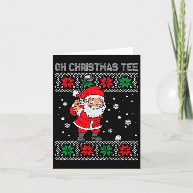 Christmas Santa Playing Golf Xmas Golfer For Mens  Card (Front)