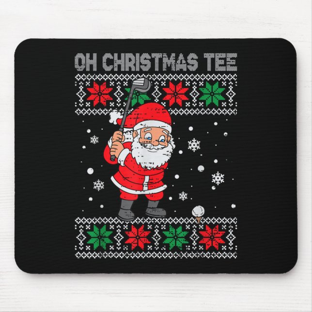 Christmas Santa Playing Golf Xmas Golfer For Mens  Mouse Pad (Front)