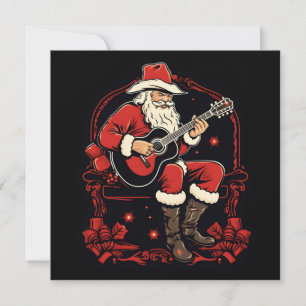 christmas santa playing guitar  holiday card