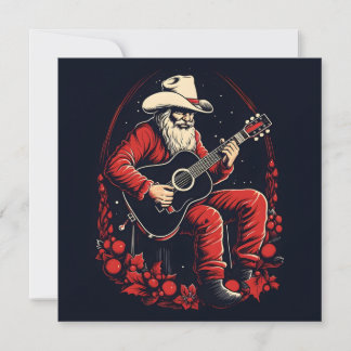 christmas santa playing guitar  holiday card