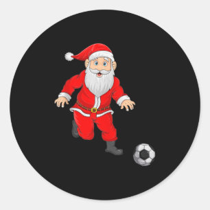 Christmas Santa Playing Soccer Football Xmas Srts Classic Round Sticker