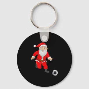 Christmas Santa Playing Soccer Football Xmas Srts  Key Ring