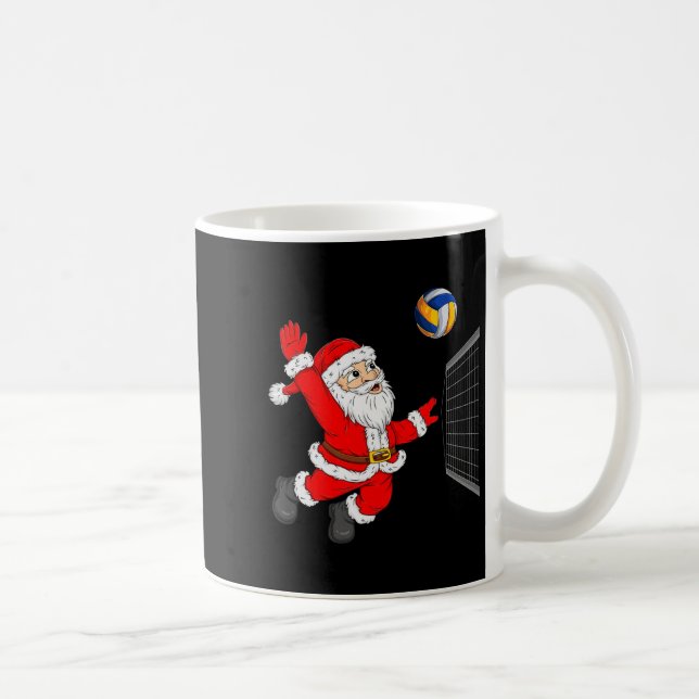 Christmas Santa Playing Volleyball Xmas Funny Srts Coffee Mug (Right)