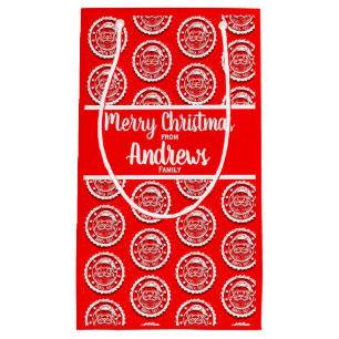 Christmas Santa Post Customisable on Red Small Gift Bag