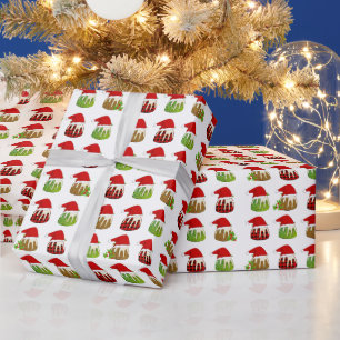 Christmas Santa Puddings Wrapping Paper
