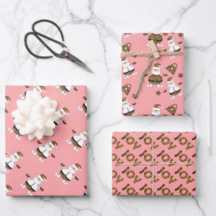Christmas Santa Purse Star Joy Pattern Wrapping Paper Sheet