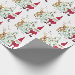 Christmas Santa Reindeer Custom To and From Name Wrapping Paper