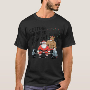 Christmas Santa Reindeer Deadlift Weightlift Gym M T-Shirt