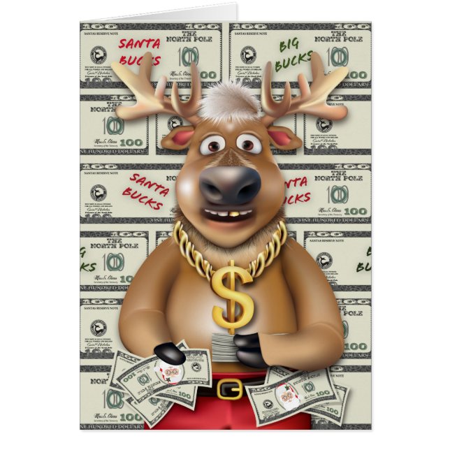 Christmas Santa Reindeer Rudolph Make It Rain (Front)