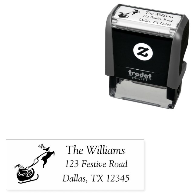 Christmas Santa Reindeer Sleigh  Self-inking Stamp (In Situ)