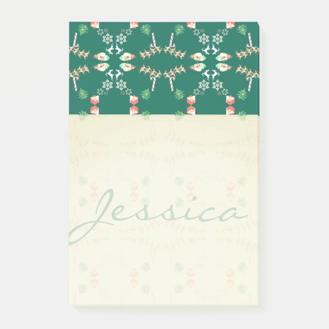 Christmas Santa Reindeer w/Name Post-it Notes (Front)