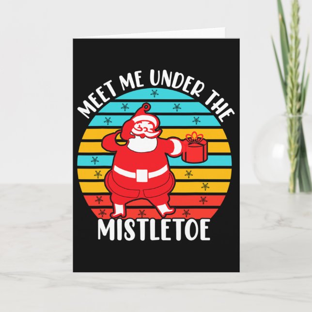 Christmas Santa Retro Mistletoe  Card (Front)