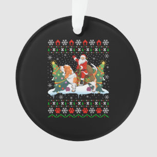 Christmas Santa riding Basset Hound ugly Ornament