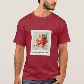 Christmas Santa Riding Bike Bear T-Shirt