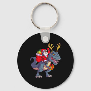 Christmas Santa Riding Dinosaur Deer Xmas Kids Boy Key Ring