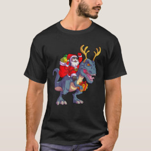 Christmas Santa Riding Dinosaur Deer Xmas Kids T-Shirt