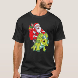 Christmas Santa Riding Dinosaur Triceratops Sweate T-Shirt