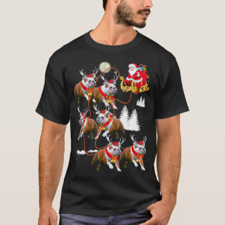 Christmas Santa Riding English Bulldog Xmas T-Shirt