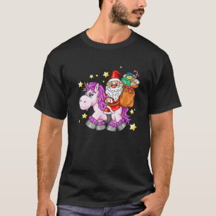 Christmas Santa Riding Unicorn Xmas Gifts Girls Ki T-Shirt