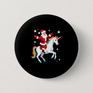 Christmas Santa Riding Unicorn Xmas Girls Women Ra 6 Cm Round Badge
