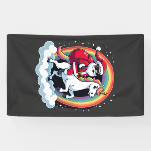 Christmas Santa Riding Unicorn Xmas Girls Women Ra Banner