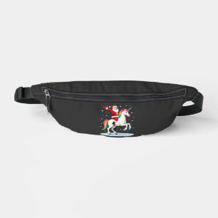 Christmas Santa Riding Unicorn Xmas Girls Women Ra Bum Bags