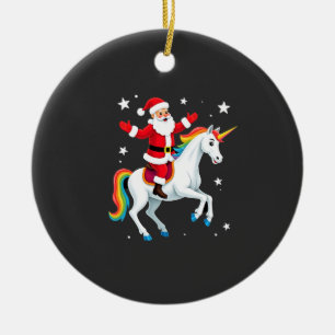 Christmas Santa Riding Unicorn Xmas Girls Women Ra Ceramic Ornament