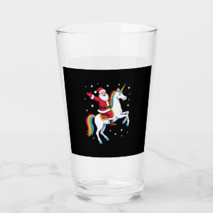 Christmas Santa Riding Unicorn Xmas Girls Women Ra Glass