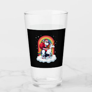 Christmas Santa Riding Unicorn Xmas Girls Women Ra Glass
