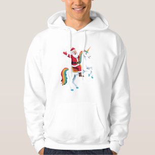Christmas Santa Riding Unicorn Xmas Girls Women Ra Hoodie