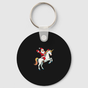 Christmas Santa Riding Unicorn Xmas Girls Women Ra Key Ring