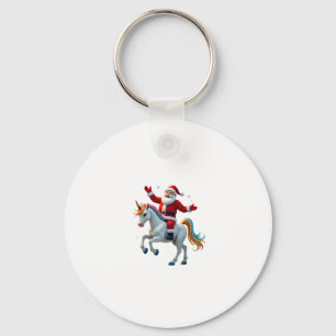 Christmas Santa Riding Unicorn Xmas Girls Women Ra Key Ring
