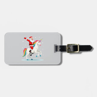 Christmas Santa Riding Unicorn Xmas Girls Women Ra Luggage Tag