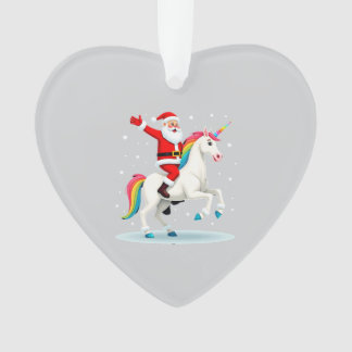 Christmas Santa Riding Unicorn Xmas Girls Women Ra Ornament