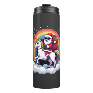 Christmas Santa Riding Unicorn Xmas Girls Women Ra Thermal Tumbler