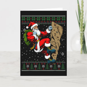 Christmas Santa Rock Climbing Ugly Christmas Sweat Card